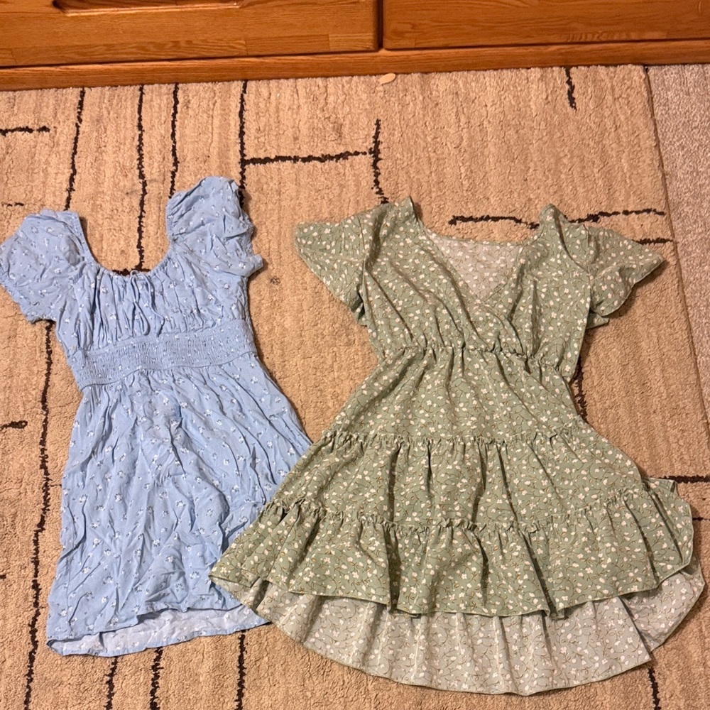 Floral Blue and Green Dress
